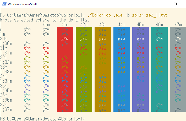 Color Toolのsolarized_lightを反映した例