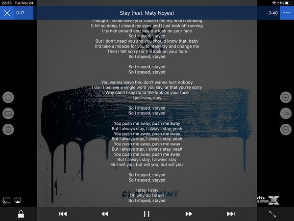 nPlayer's playback screen. This app could display the lyrics.